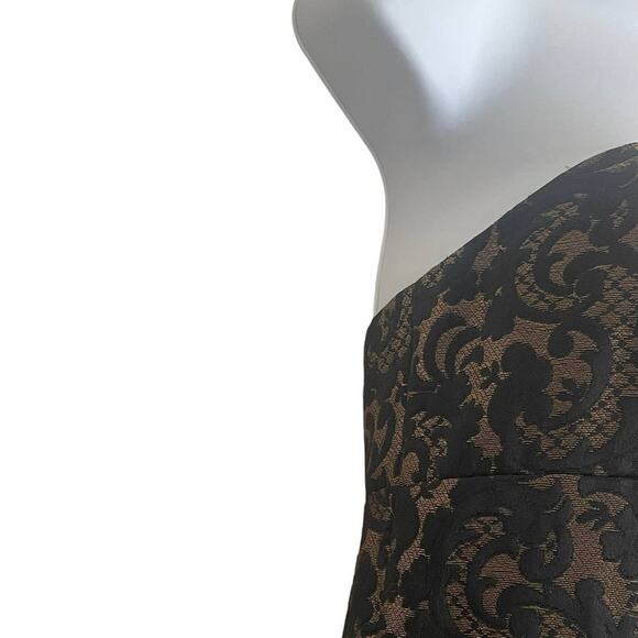 Ann Taylor LOFT Strapless Black Gold Brocade Mini Dress 4 Formal Whimsy‎ Fairy - Picture 10 of 15